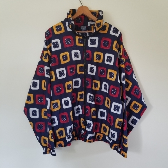 Vintage Spirit First Art Deco Windbreaker 90s Track Style Size Large - Picture 7 of 9
